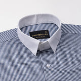 Radius Navy Blue Check White Cuff Collar Oxford Shirt - John Ellies
