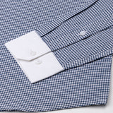 Radius Navy Blue Check White Cuff Collar Oxford Shirt - John Ellies