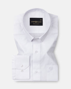 Carter White Plain Premium Cotton Shirt - John Ellies