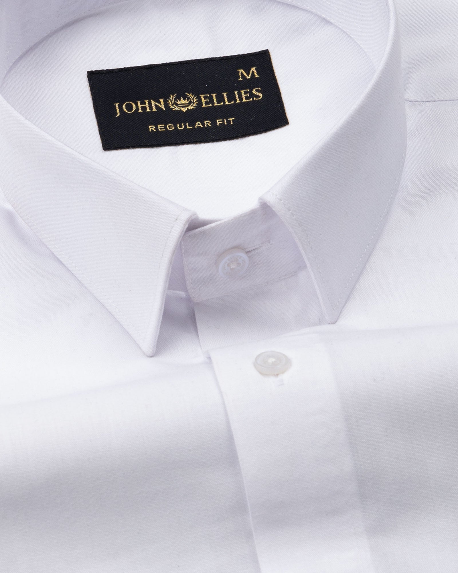 Carter White Plain Premium Cotton Shirt - John Ellies