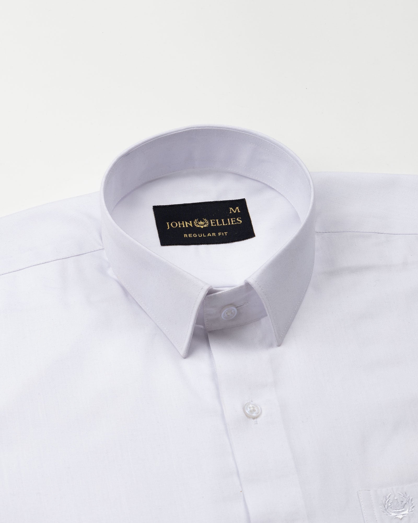 Carter White Plain Premium Cotton Shirt - John Ellies