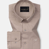 Carter Sand Beige Plain Premium Cotton Shirt - John Ellies