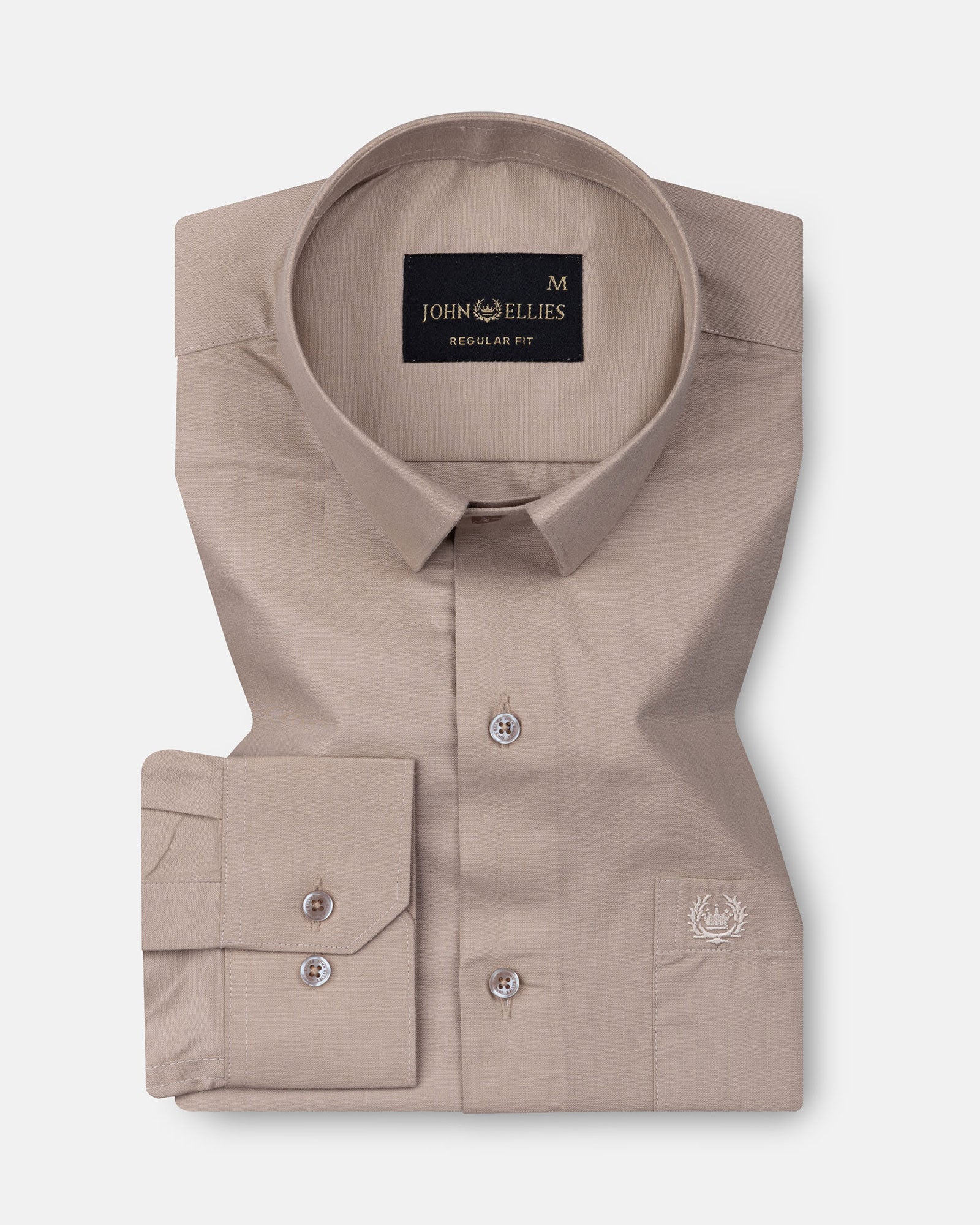 Carter Sand Beige Plain Premium Cotton Shirt - John Ellies