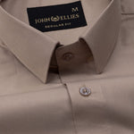 Carter Sand Beige Plain Premium Cotton Shirt - John Ellies