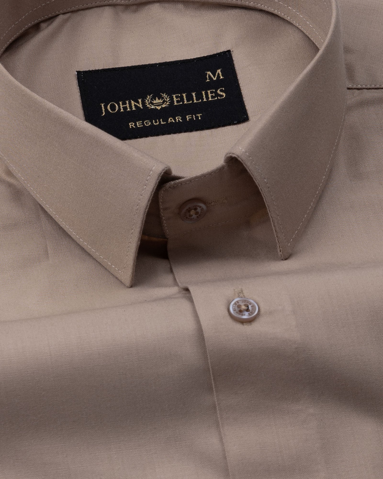 Carter Sand Beige Plain Premium Cotton Shirt - John Ellies