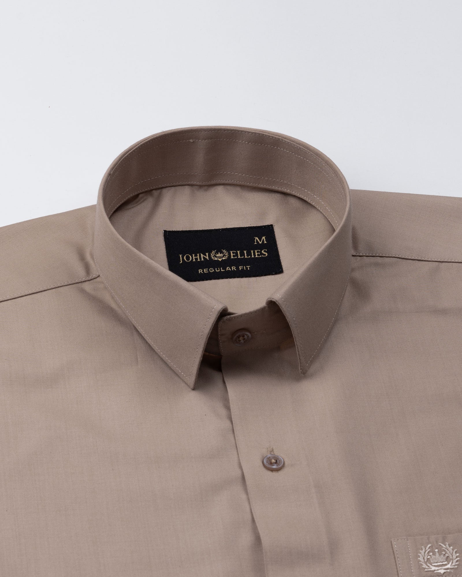 Carter Sand Beige Plain Premium Cotton Shirt - John Ellies