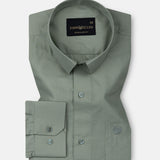 Carter Olive Plain Premium Cotton Shirt - John Ellies