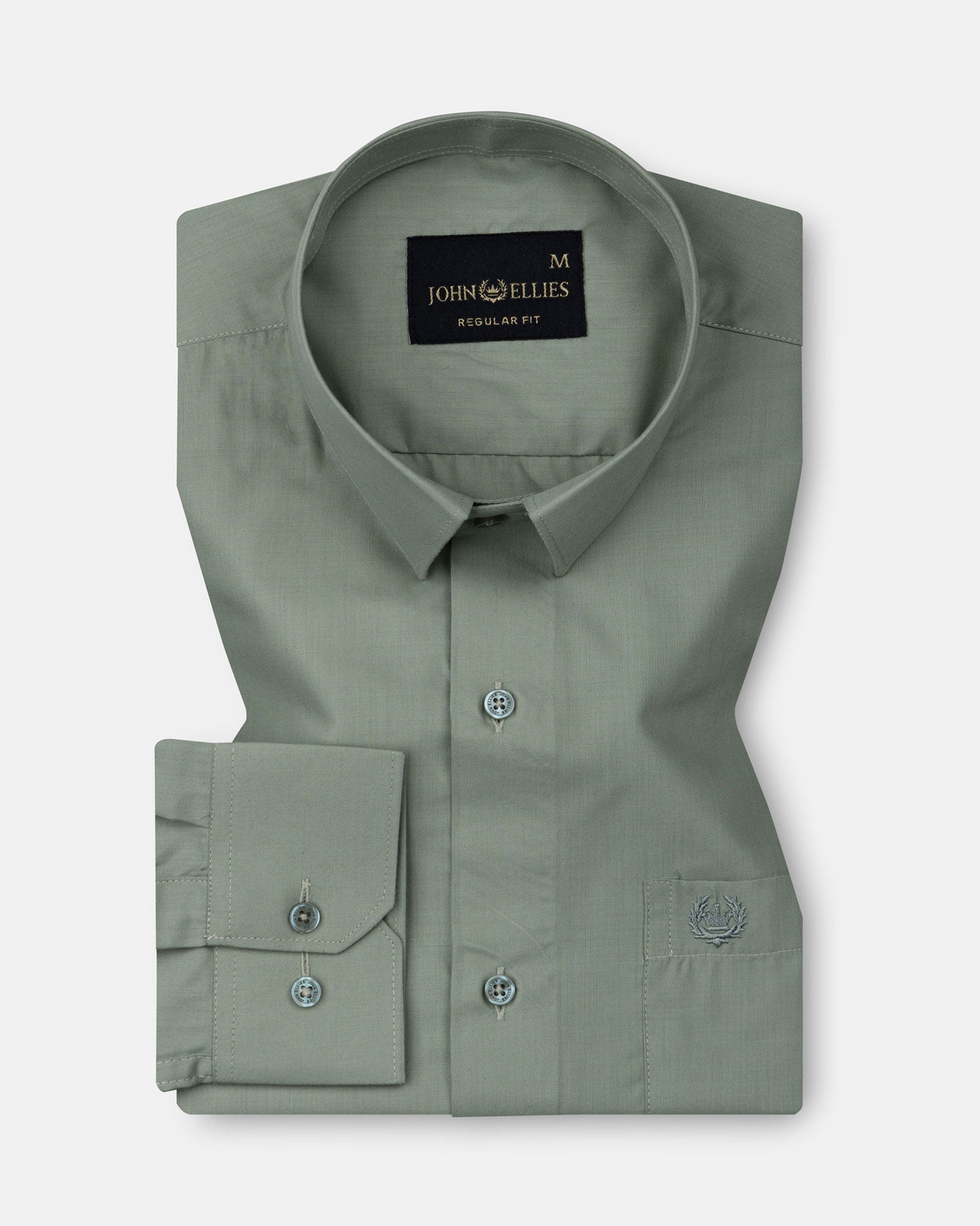 Carter Olive Plain Premium Cotton Shirt - John Ellies