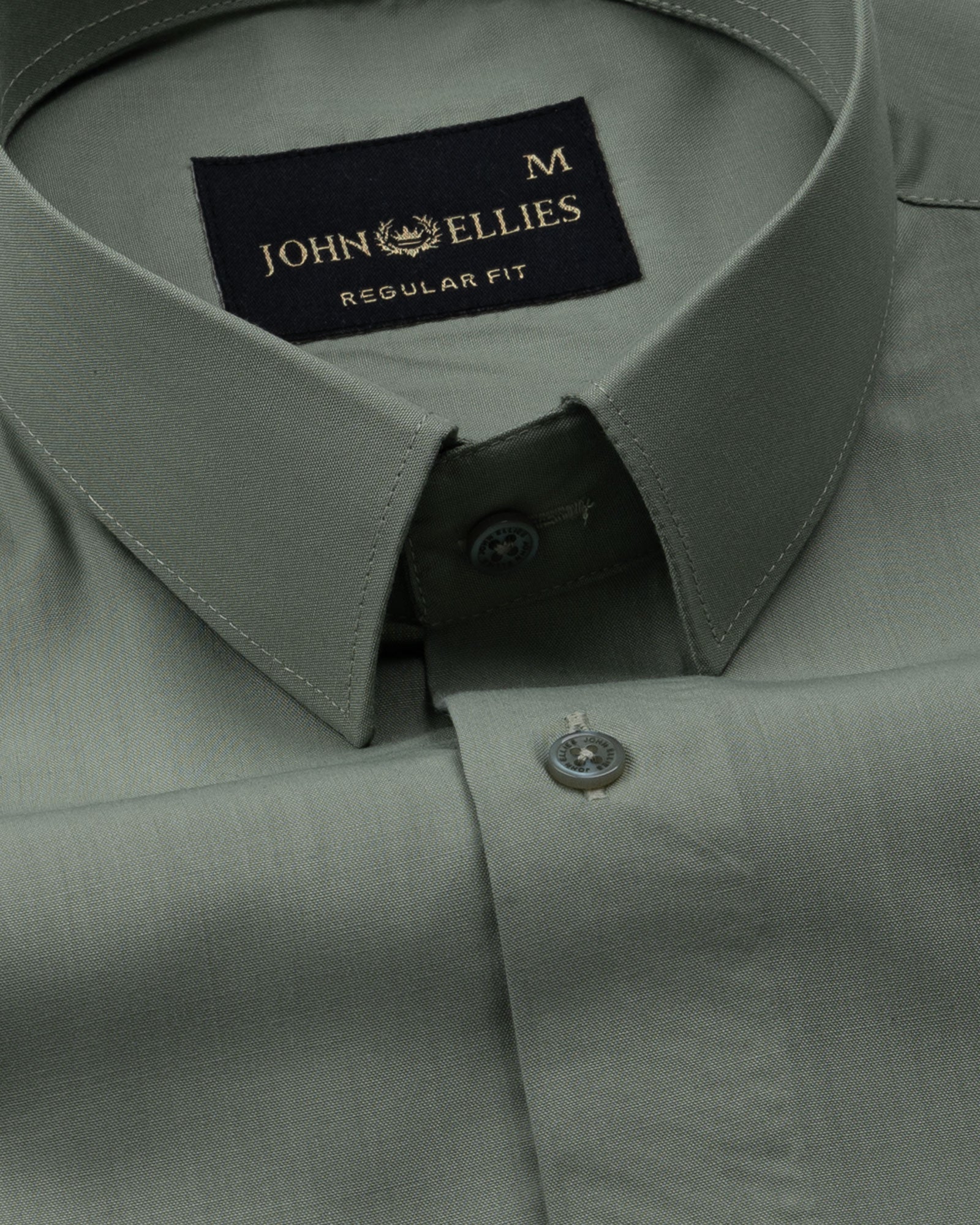 Carter Olive Plain Premium Cotton Shirt - John Ellies