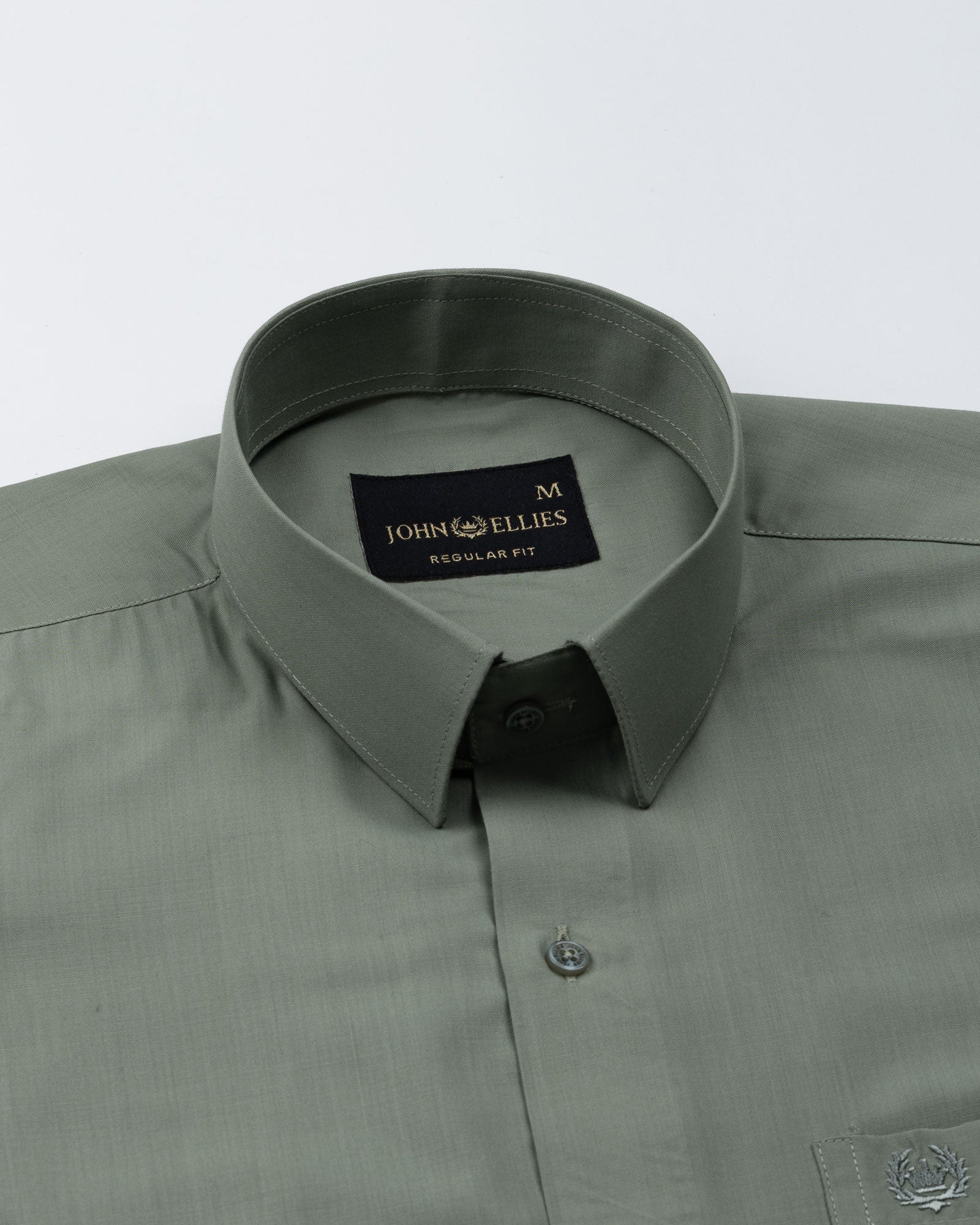 Carter Olive Plain Premium Cotton Shirt - John Ellies