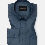 Carter Dusty Blue Plain Premium Cotton Shirt - John Ellies