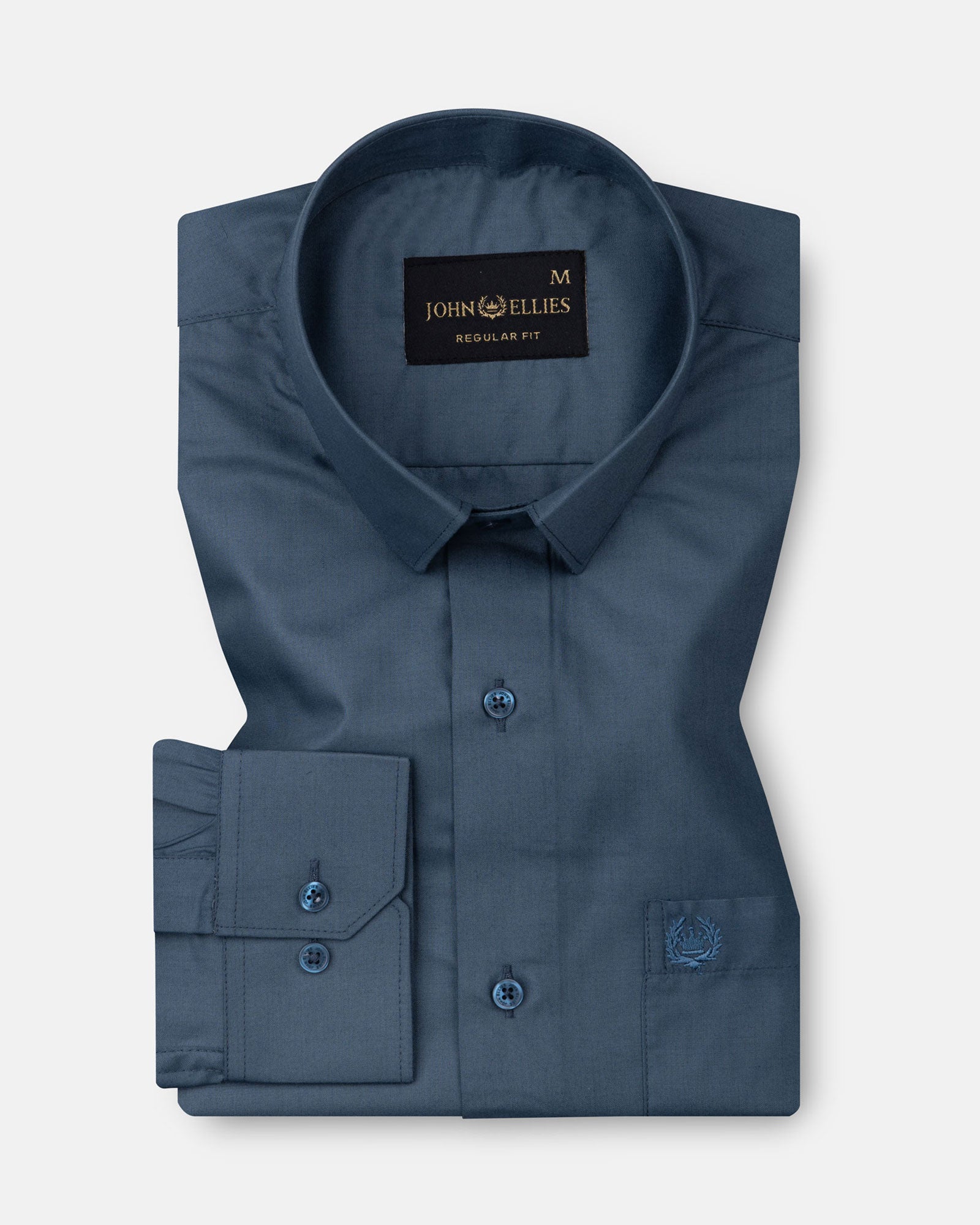 Carter Dusty Blue Plain Premium Cotton Shirt - John Ellies