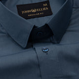 Carter Dusty Blue Plain Premium Cotton Shirt - John Ellies