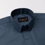 Carter Dusty Blue Plain Premium Cotton Shirt - John Ellies