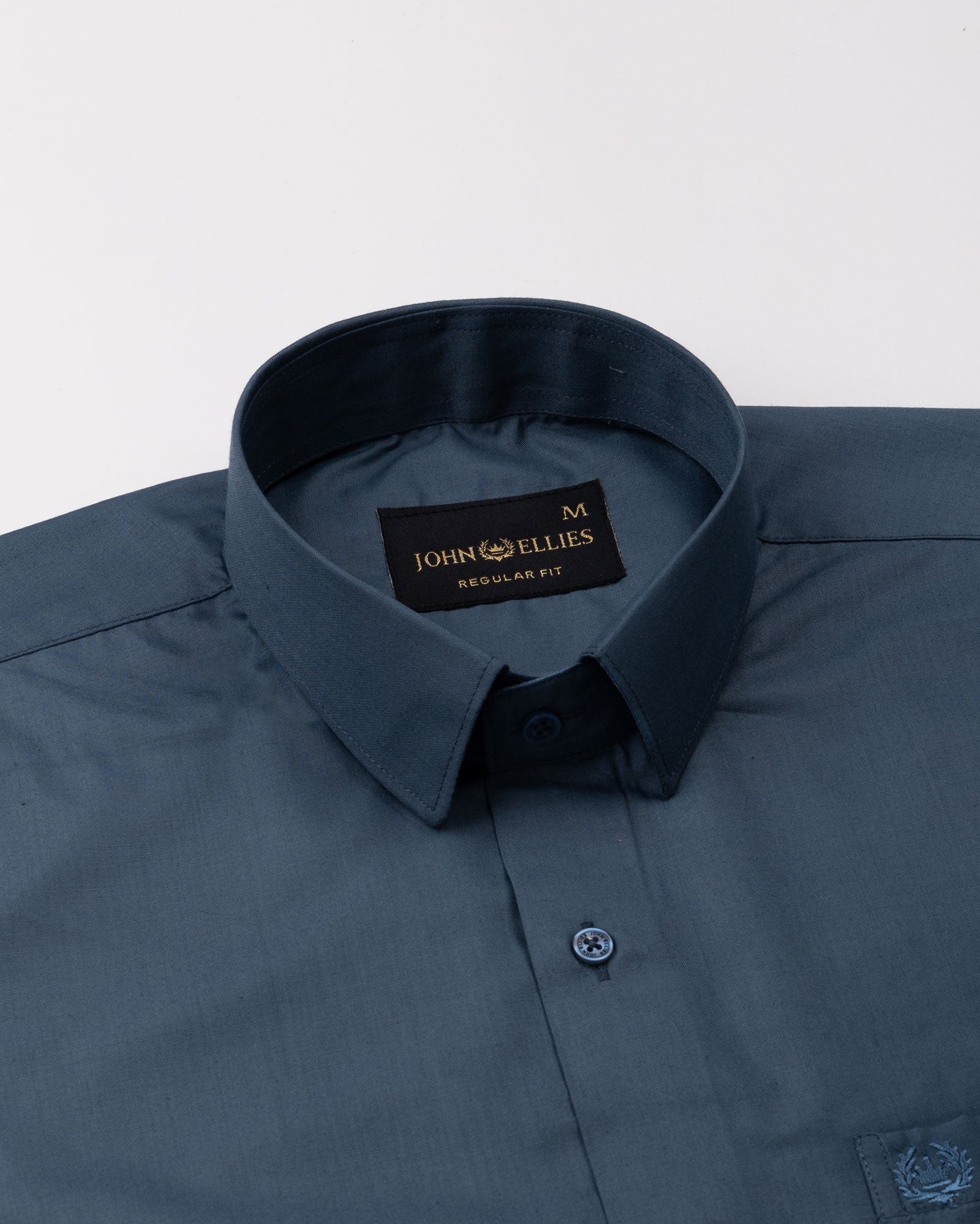 Carter Dusty Blue Plain Premium Cotton Shirt - John Ellies