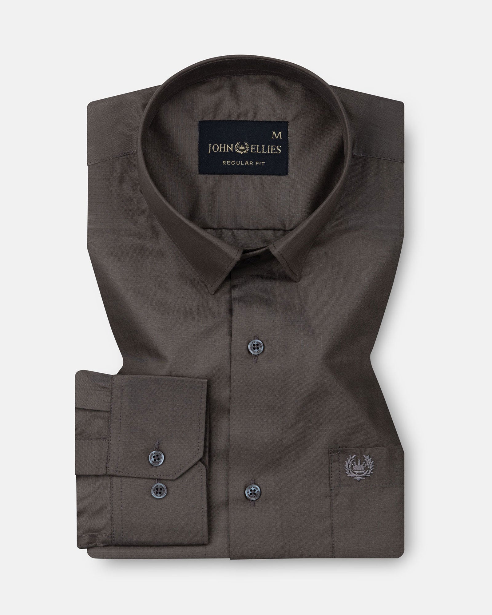 Carter Muted Grey Plain Premium Cotton Shirt - John Ellies