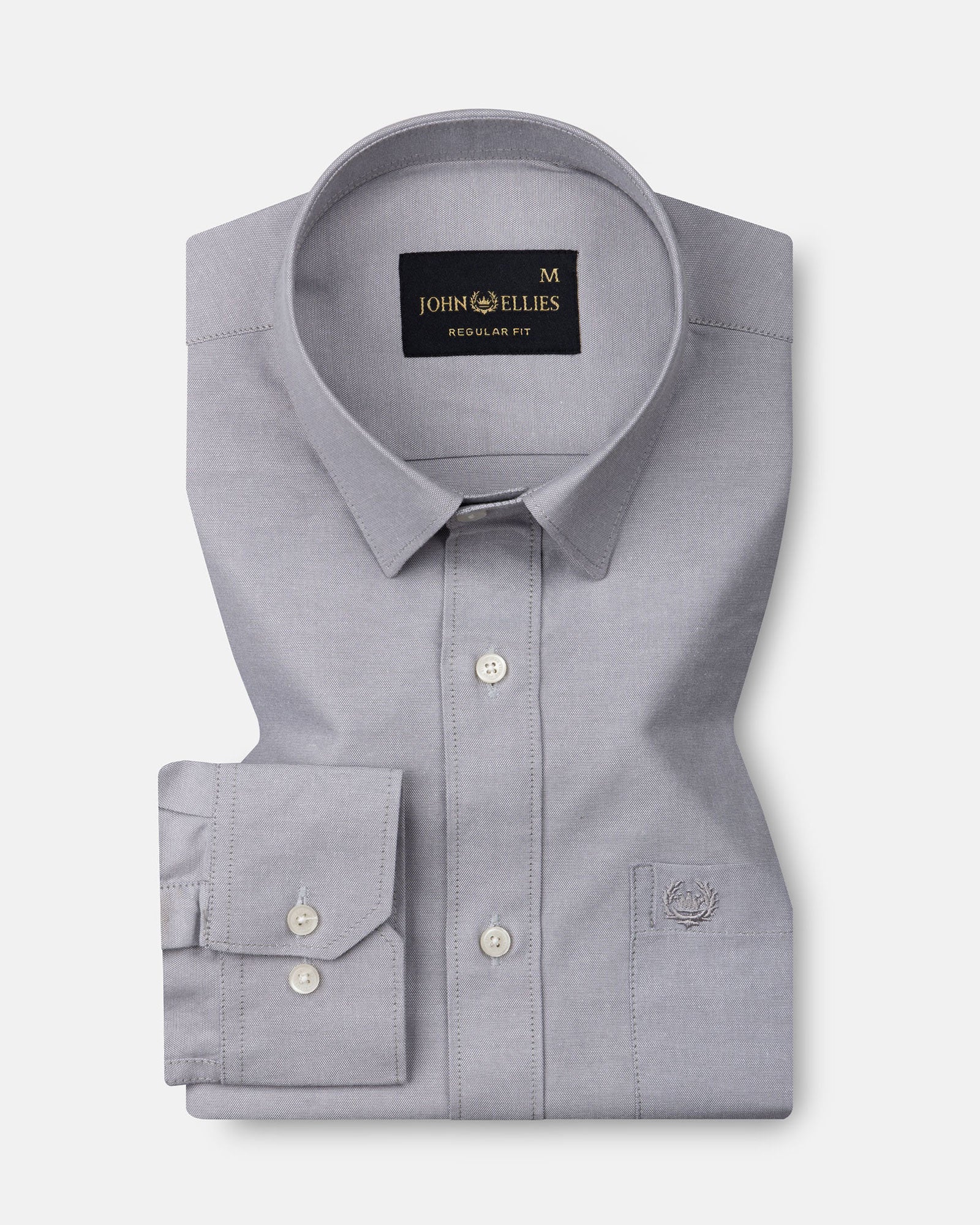 Vicenza Light Grey Plain Oxford Cotton Shirt - John Ellies