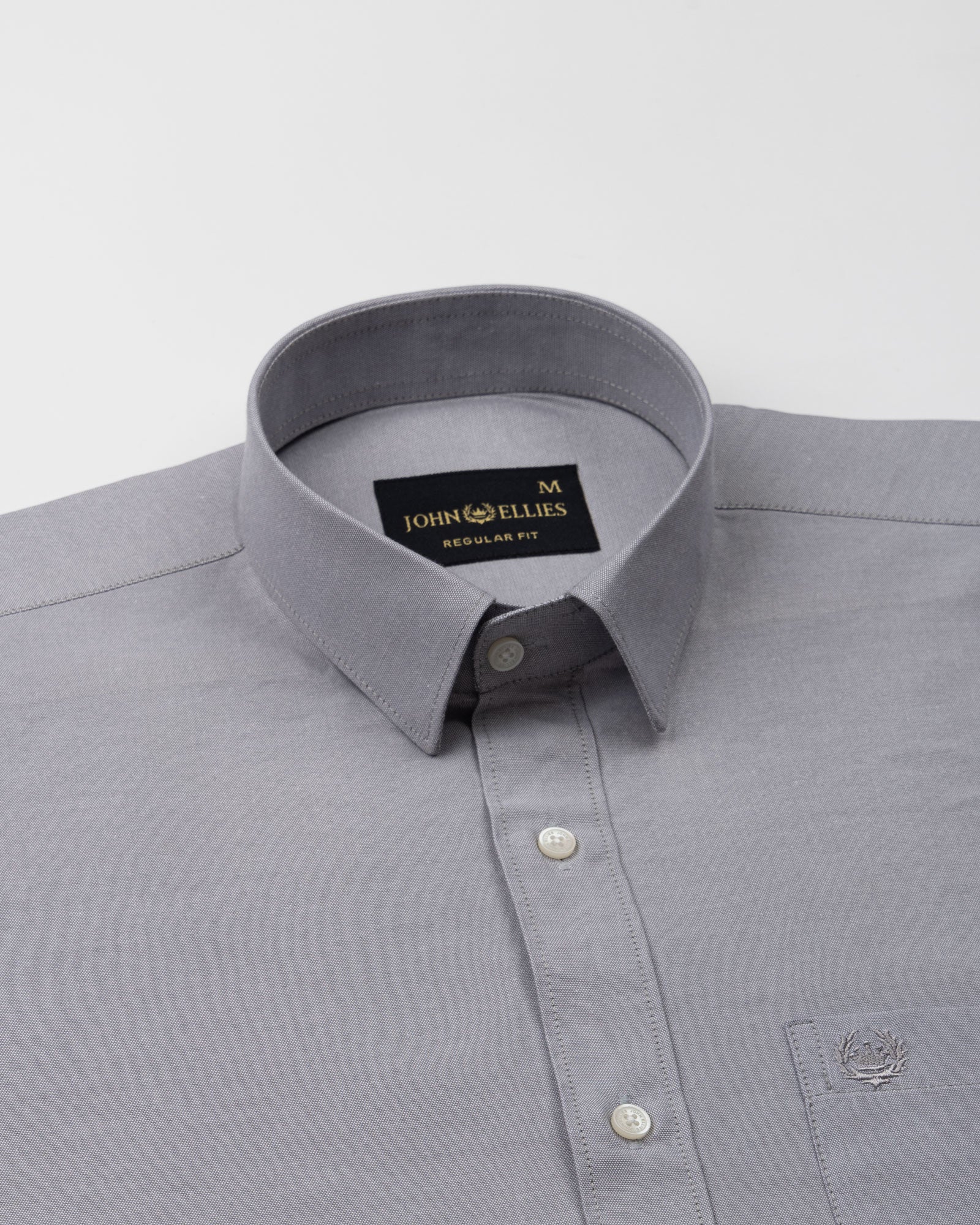 Vicenza Light Grey Plain Oxford Cotton Shirt - John Ellies