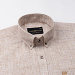 Aence Beige Check Button Down Linen Shirt - John Ellies