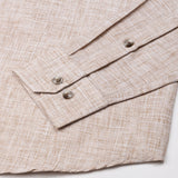 Aence Beige Check Button Down Linen Shirt - John Ellies