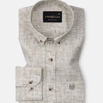 Aence Olive Check Button Down Linen Shirt - John Ellies