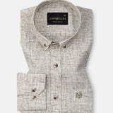 Aence Olive Check Button Down Linen Shirt - John Ellies