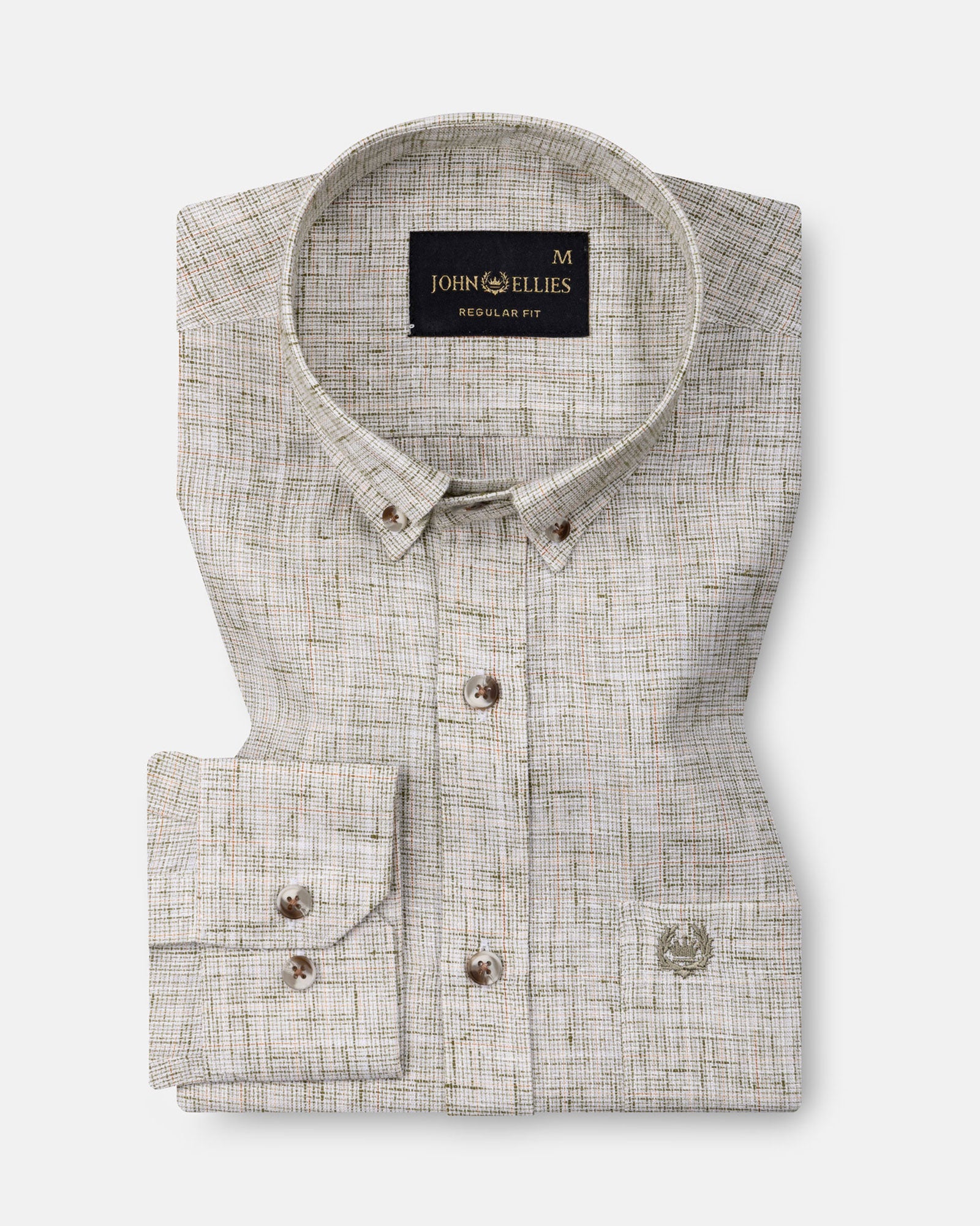 Aence Olive Check Button Down Linen Shirt - John Ellies