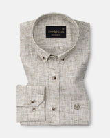 Aence Olive Check Button Down Linen Shirt