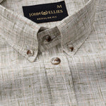 Aence Olive Check Button Down Linen Shirt - John Ellies