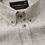 Aence Olive Check Button Down Linen Shirt - John Ellies