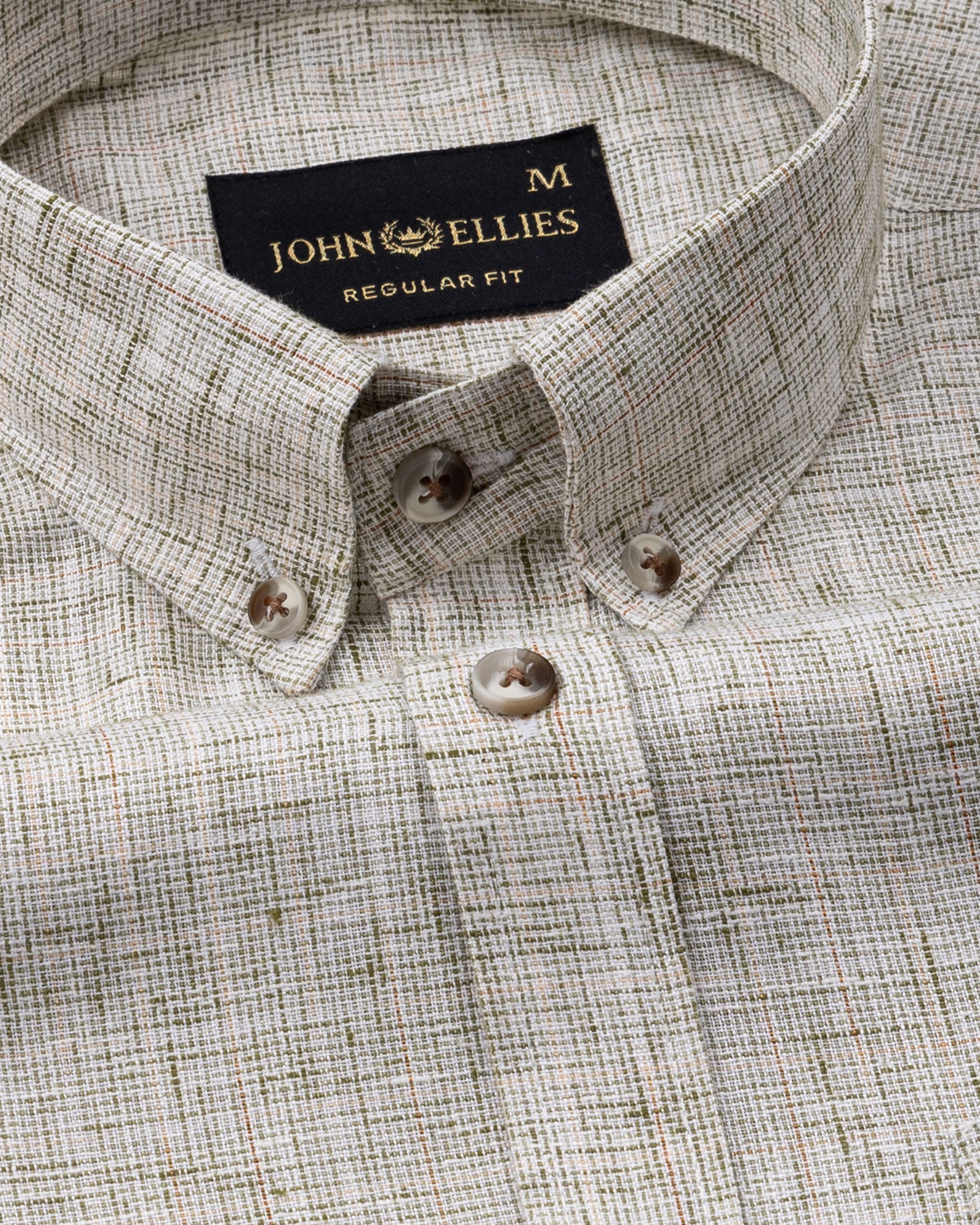 Aence Olive Check Button Down Linen Shirt - John Ellies