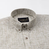 Aence Olive Check Button Down Linen Shirt - John Ellies