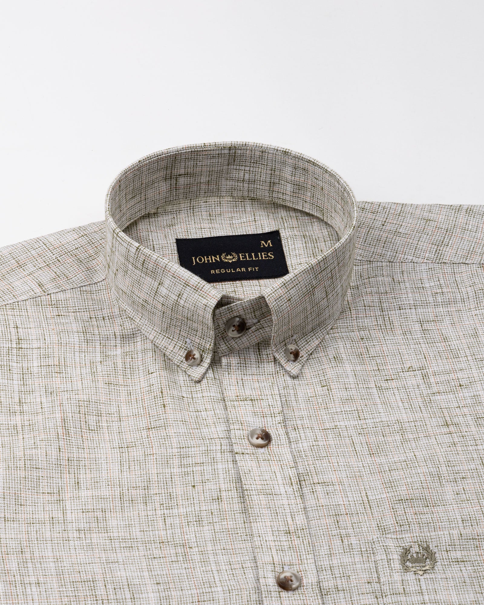 Aence Olive Check Button Down Linen Shirt - John Ellies