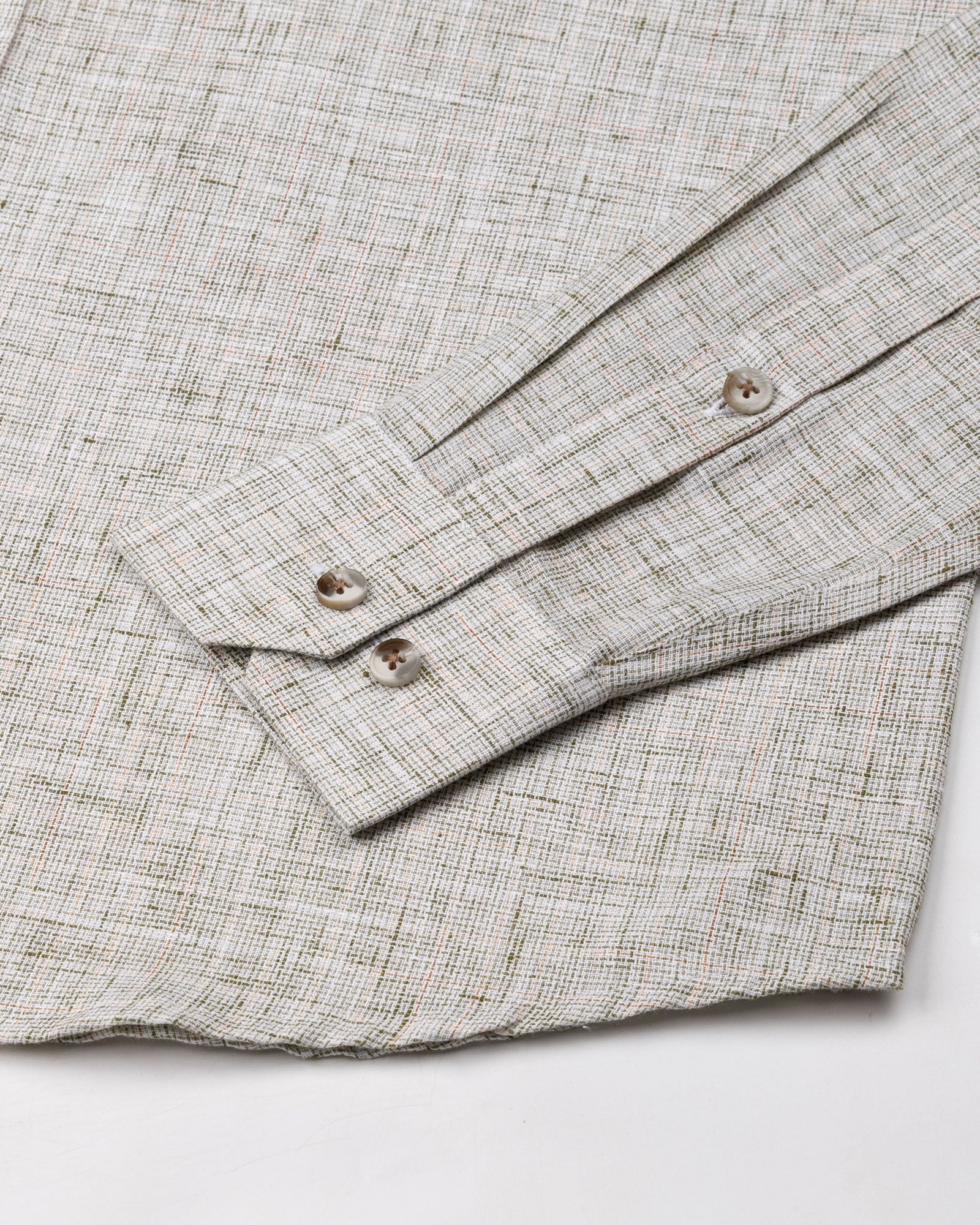 Aence Olive Check Button Down Linen Shirt - John Ellies