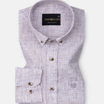 Aence Purple Check Button Down Linen Shirt - John Ellies