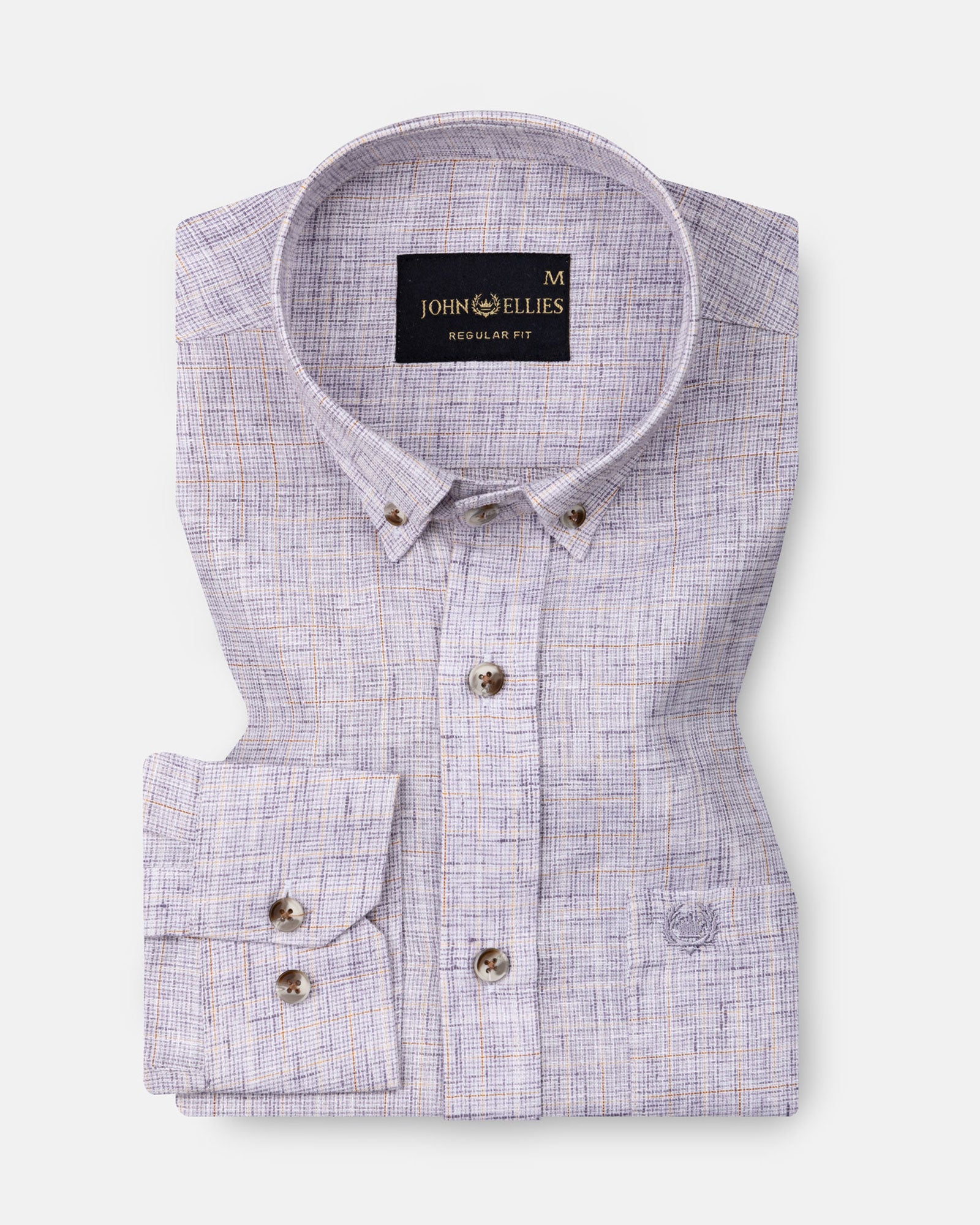Aence Purple Check Button Down Linen Shirt - John Ellies