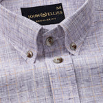 Aence Purple Check Button Down Linen Shirt - John Ellies