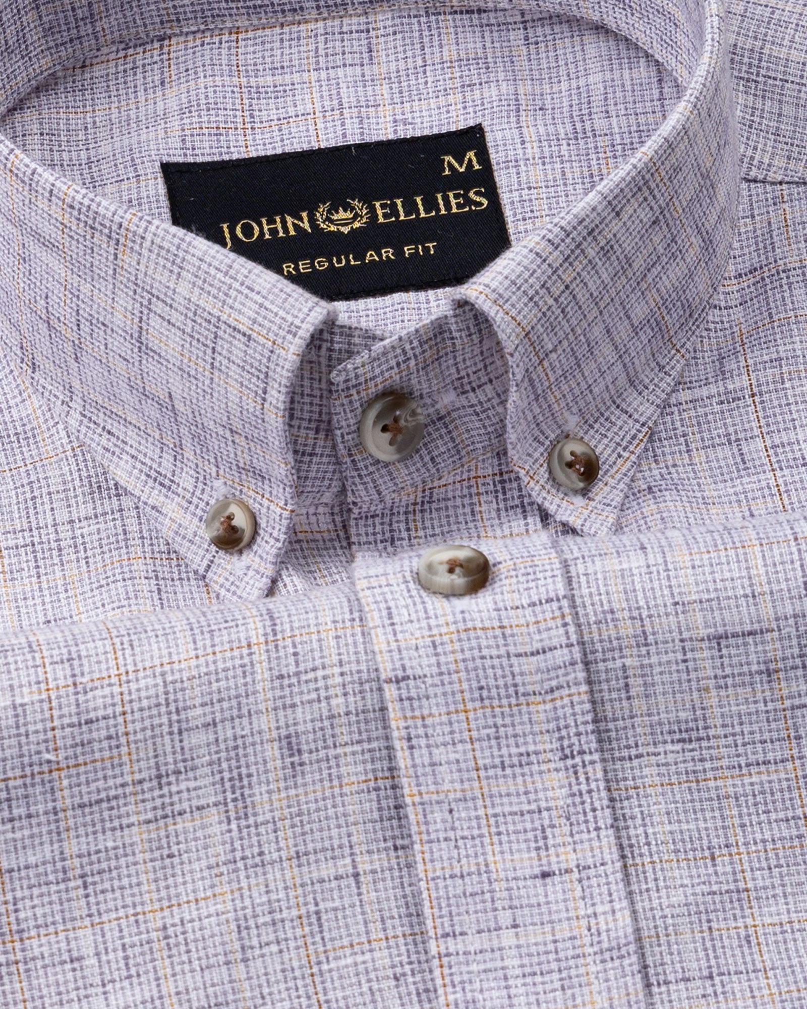 Aence Purple Check Button Down Linen Shirt - John Ellies