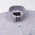 Aence Purple Check Button Down Linen Shirt - John Ellies