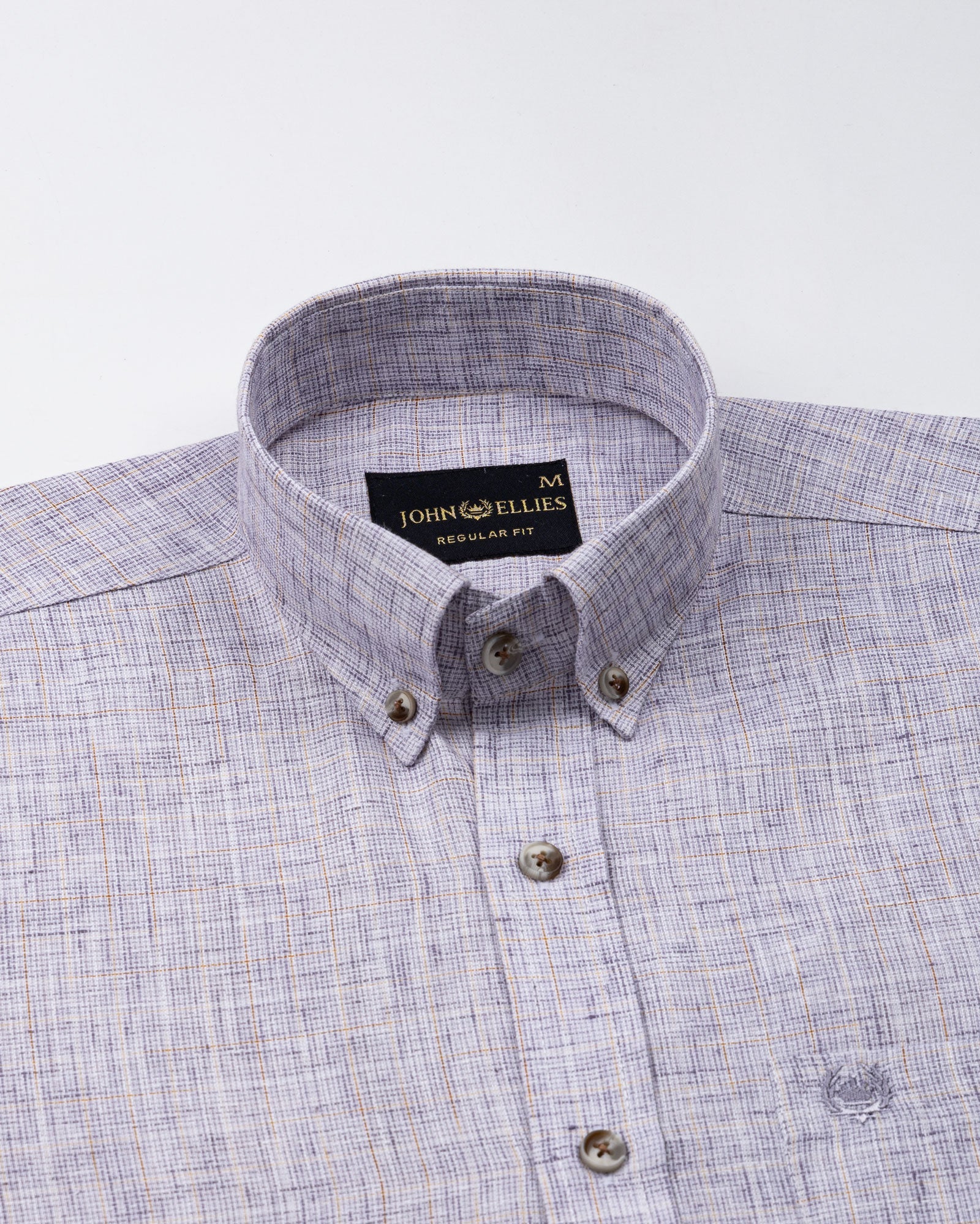 Aence Purple Check Button Down Linen Shirt - John Ellies