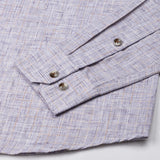 Aence Purple Check Button Down Linen Shirt - John Ellies