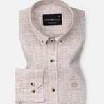 Aence Brown Check Button Down Linen Shirt - John Ellies