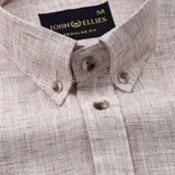 Aence Brown Check Button Down Linen Shirt - John Ellies