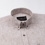 Aence Brown Check Button Down Linen Shirt - John Ellies