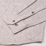 Aence Brown Check Button Down Linen Shirt - John Ellies