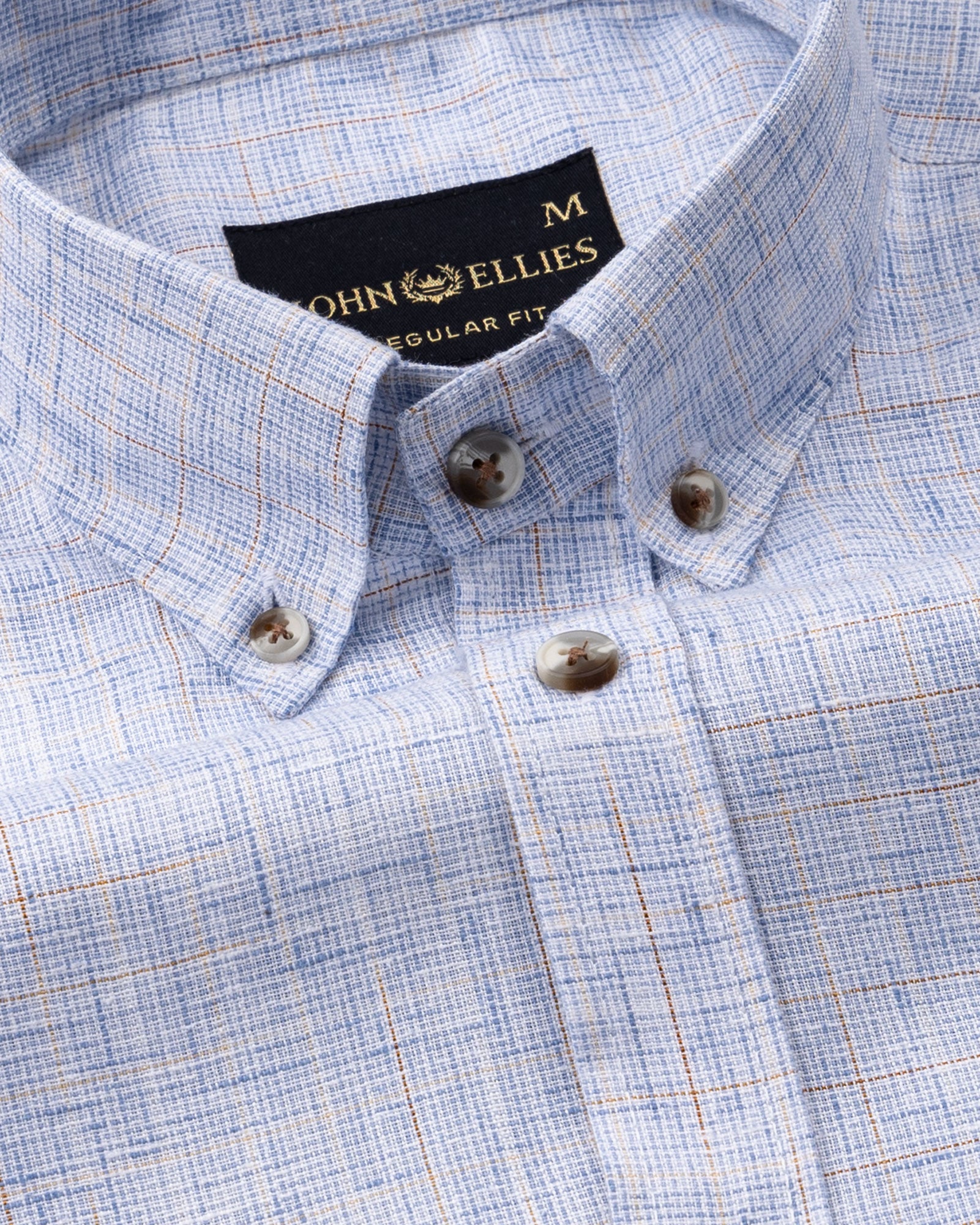 Aence Blue Check Button Down Linen Shirt - John Ellies