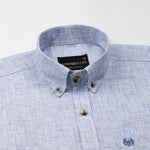 Aence Blue Check Button Down Linen Shirt - John Ellies