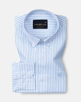 Nefrio Sky Blue Stripe Button Down Oxford Cotton Shirt