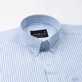 Nefrio Sky Blue Stripe Button Down Oxford Cotton Shirt - John Ellies
