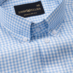 Nefrio Sky Blue Check Button Down Oxford Cotton Shirt - John Ellies